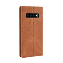 Magnetic Buckle Retro Texture Horizontal Flip Leather Case for Galaxy S10, with Holder & Card Slots & Wallet (Brown)