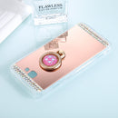 For Galaxy A5 (2017) Diamond Encrusted Electroplating Mirror Protective Cover Case with Ring Holder(Rose Gold)