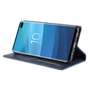 Magnetic Buckle Retro Texture Horizontal Flip Leather Case for Galaxy S10+, with Holder & Card Slots & Wallet (Blue)