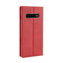 Magnetic Buckle Retro Texture Horizontal Flip Leather Case for Galaxy S10+, with Holder & Card Slots & Wallet (Red)