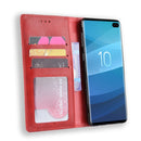 Magnetic Buckle Retro Texture Horizontal Flip Leather Case for Galaxy S10+, with Holder & Card Slots & Wallet (Red)