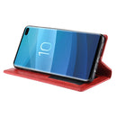 Magnetic Buckle Retro Texture Horizontal Flip Leather Case for Galaxy S10+, with Holder & Card Slots & Wallet (Red)