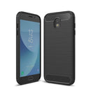 For Galaxy J530 / J5 Pro (EU Version) Brushed Texture Carbon Fiber Shockproof TPU Rugged Armor Protective Case(Black)