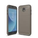 For Galaxy J530 / J5 Pro (EU Version) Brushed Texture Carbon Fiber Shockproof TPU Rugged Armor Protective Case(Grey)