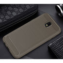 For Galaxy J530 / J5 Pro (EU Version) Brushed Texture Carbon Fiber Shockproof TPU Rugged Armor Protective Case(Grey)