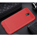 For Galaxy J530 / J5 Pro (EU Version) Brushed Texture Carbon Fiber Shockproof TPU Rugged Armor Protective Case(Red)