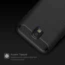 For Galaxy J530 / J5 Pro (EU Version) Brushed Texture Carbon Fiber Shockproof TPU Rugged Armor Protective Case(Red)