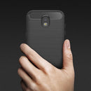 For Galaxy J530 / J5 Pro (EU Version) Brushed Texture Carbon Fiber Shockproof TPU Rugged Armor Protective Case(Red)