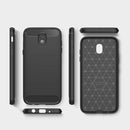 For Galaxy J530 / J5 Pro (EU Version) Brushed Texture Carbon Fiber Shockproof TPU Rugged Armor Protective Case(Red)