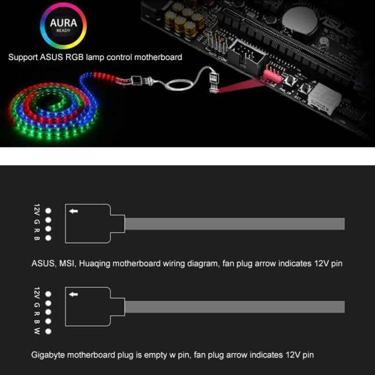 3 Pin 5V 1 to 6 Motherboard AURA RGB PC Cooling Extension Cable for Asus (Black)