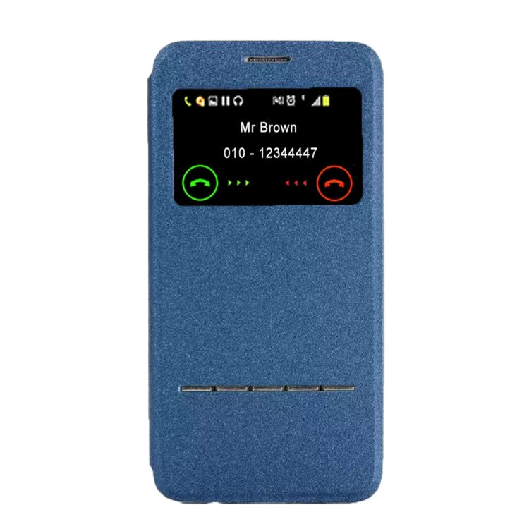 For Galaxy S7 Edge / G935 Horizontal Flip Leather Case with Holder & Call Display ID (Blue)