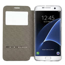 For Galaxy S7 Edge / G935 Horizontal Flip Leather Case with Holder & Call Display ID (Blue)