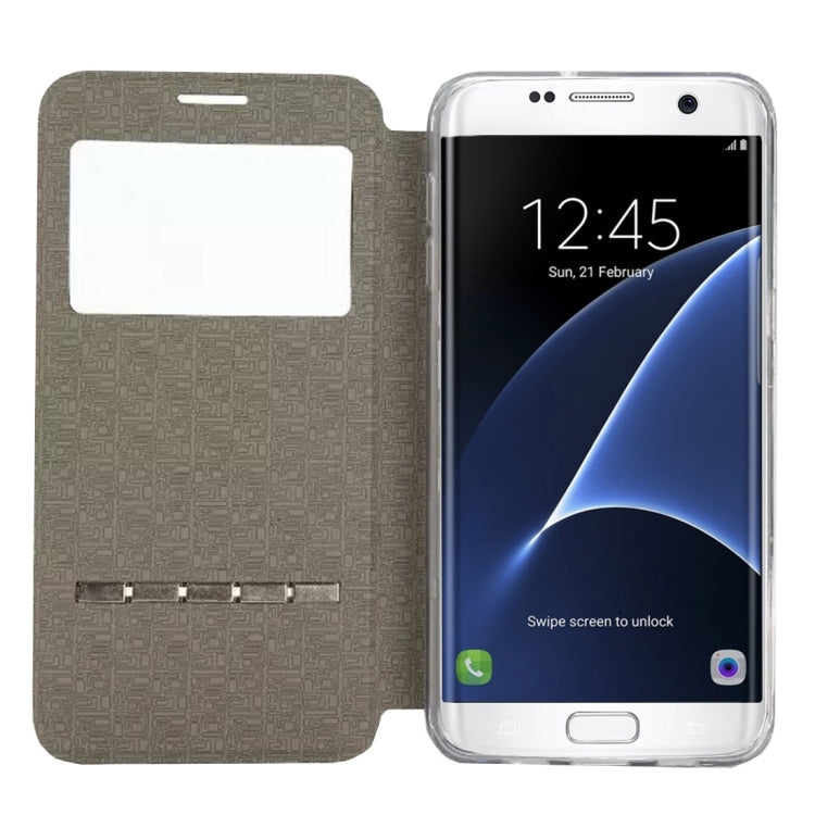 For Galaxy S7 Edge / G935 Horizontal Flip Leather Case with Holder & Call Display ID (Blue)