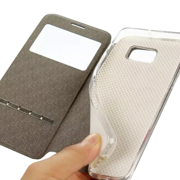 For Galaxy S7 Edge / G935 Horizontal Flip Leather Case with Holder & Call Display ID (Blue)