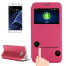 For Galaxy S7 Edge / G935 Horizontal Flip Leather Case with Holder & Call Display ID (Magenta)