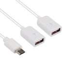 20cm Micro USB to Dual OTG Ports Cable