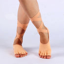 2 Pairs Ladies Lace-up Ballet Dancing and Yoga Anti-slip Toe Socks(Light Orange)