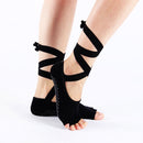2 Pairs Ladies Lace-up Ballet Dancing and Yoga Anti-slip Toe Socks(Black)