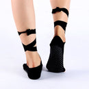 2 Pairs Ladies Lace-up Ballet Dancing and Yoga Anti-slip Toe Socks(Black)