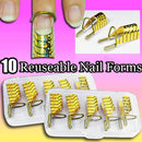 10pcs Golden UV Gel Acrylic Nail Art Tips Extension Tool