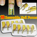10pcs Golden UV Gel Acrylic Nail Art Tips Extension Tool