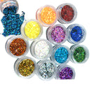 12 colors Hexagon Glitter powder1mm Set for 3D nail Art