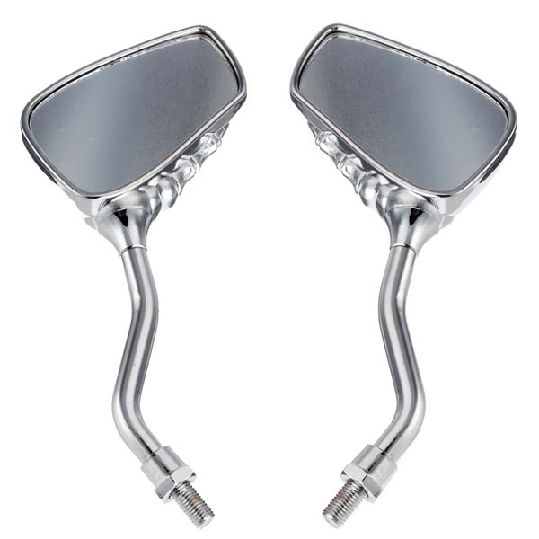 8mm 10mm Universal Motorcycle Chrome Skull Claw Side Rear View Mirrors