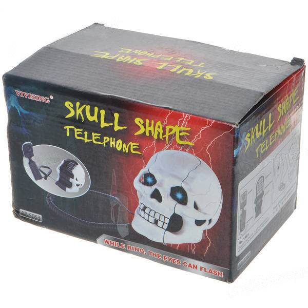 Unique Black Skull Skeleton Shaped Land Line Telephone