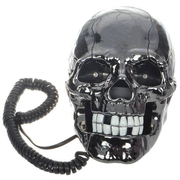 Unique Black Skull Skeleton Shaped Land Line Telephone