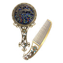 Vintage Antiqued Mini Copper Phoenix Mirror with Comb Set
