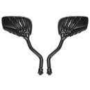 Chrome Motorcycle Skull Mirror For Harley Softail Dyna Black