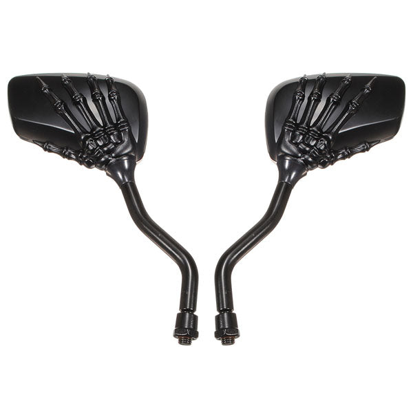 Chrome Motorcycle Skull Mirror For Harley Softail Dyna Black
