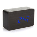 LED Wooden Wood Desktop AAA Digital Alarm Clock Night Light