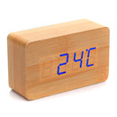 LED Wooden Wood Desktop AAA Digital Alarm Clock Night Light