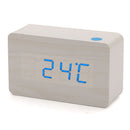 LED Wooden Wood Desktop AAA Digital Alarm Clock Night Light