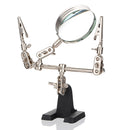 Third Hand Soldering Iron Stand Clamp Clip 2.5X Magnifying Magnifier Len Glass Tool