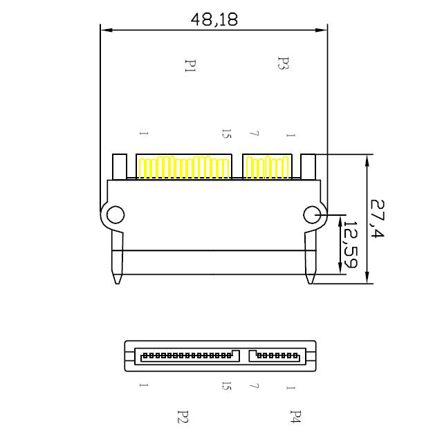 SATA 22Pin 7+15 Pin Male to SATA 22 Pin 7+15P Female Jack Convertor