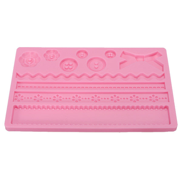Pastry Cake Fondant Decorating Silicone Flower Bowknot Mold Mould Embossing Pad