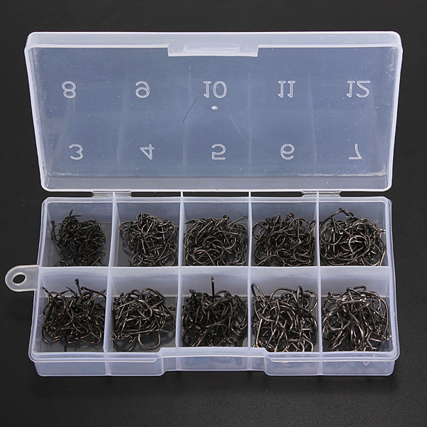 ZANLURE 500pcs 10 Sizes Freshwater Sea Fly Fishing Tackle Hooks With Box