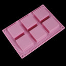 Silicone 6-Cavity Square Chocolate Jelly Ice Cube Cake Mold Mould