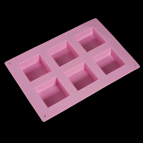 Silicone 6-Cavity Square Chocolate Jelly Ice Cube Cake Mold Mould
