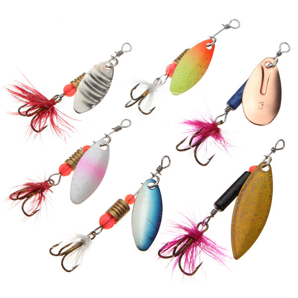 ZANLURE 30x Metal Assorted Laser Fishing Lure Spinner Baits Feather Hook Set