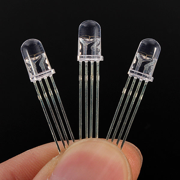 10pcs 5mm RGB LED Common Anode 4-Pin Tri-Color Emitting Diodes F5