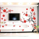 Red Blossom Flowers Tree Removable Wall Stickers