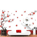 Red Blossom Flowers Tree Removable Wall Stickers