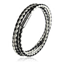 Handmade Braided Leather Stainless Steel Magnetic Buckle Bracelet