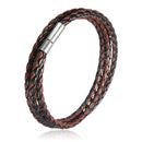 Handmade Braided Leather Stainless Steel Magnetic Buckle Bracelet