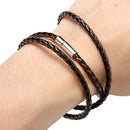 Handmade Braided Leather Stainless Steel Magnetic Buckle Bracelet