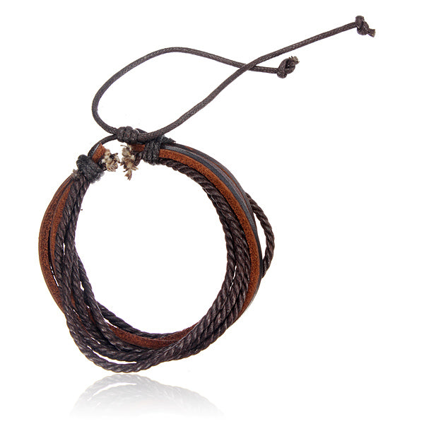 Fashion Unisex Multilayer Leather Woven Braid Rope Bracelet