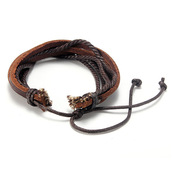 Fashion Unisex Multilayer Leather Woven Braid Rope Bracelet